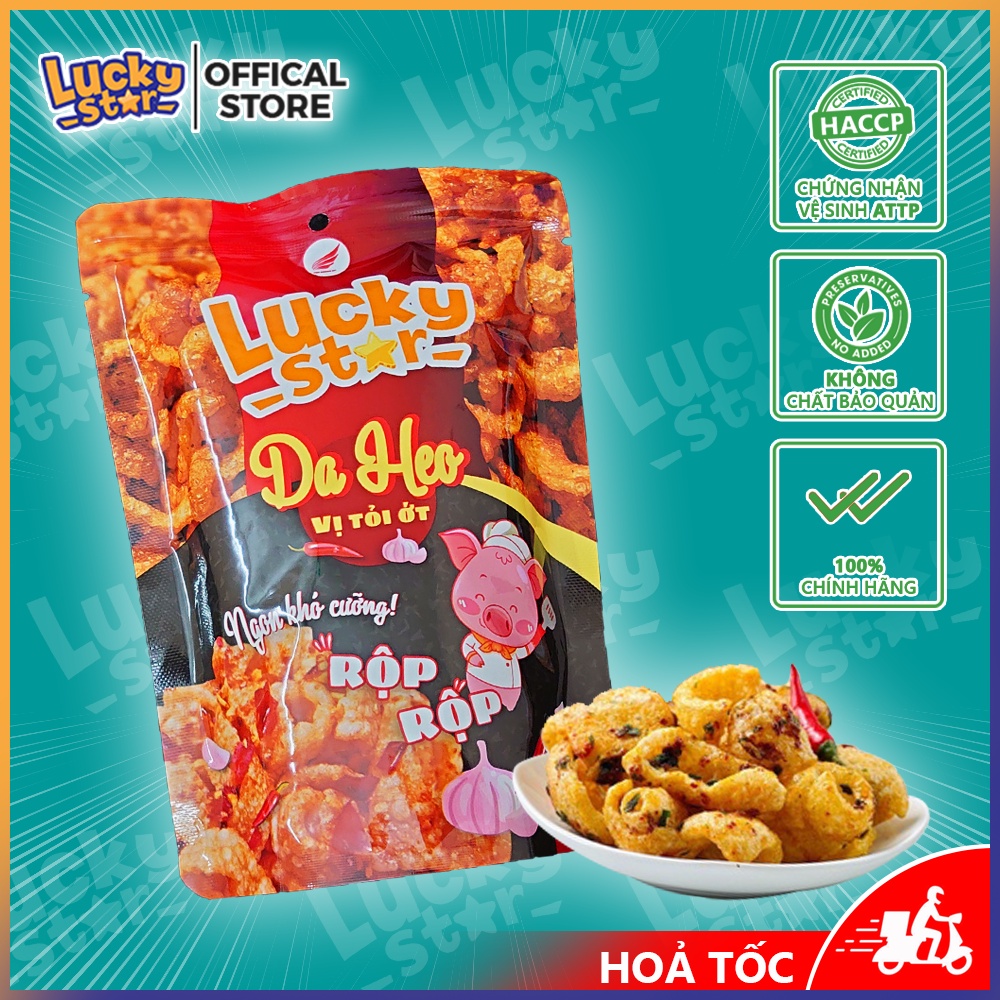 Da heo tỏi ớt Lucky Star gói 25g đồ ăn vặt Việt Nam siêu ngon, đảm bảo ATTP