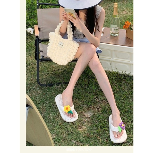 Dép kẹp mix bông siêu cute đế chống trượt không thấm nước-phong cách Hàn quốc 2023