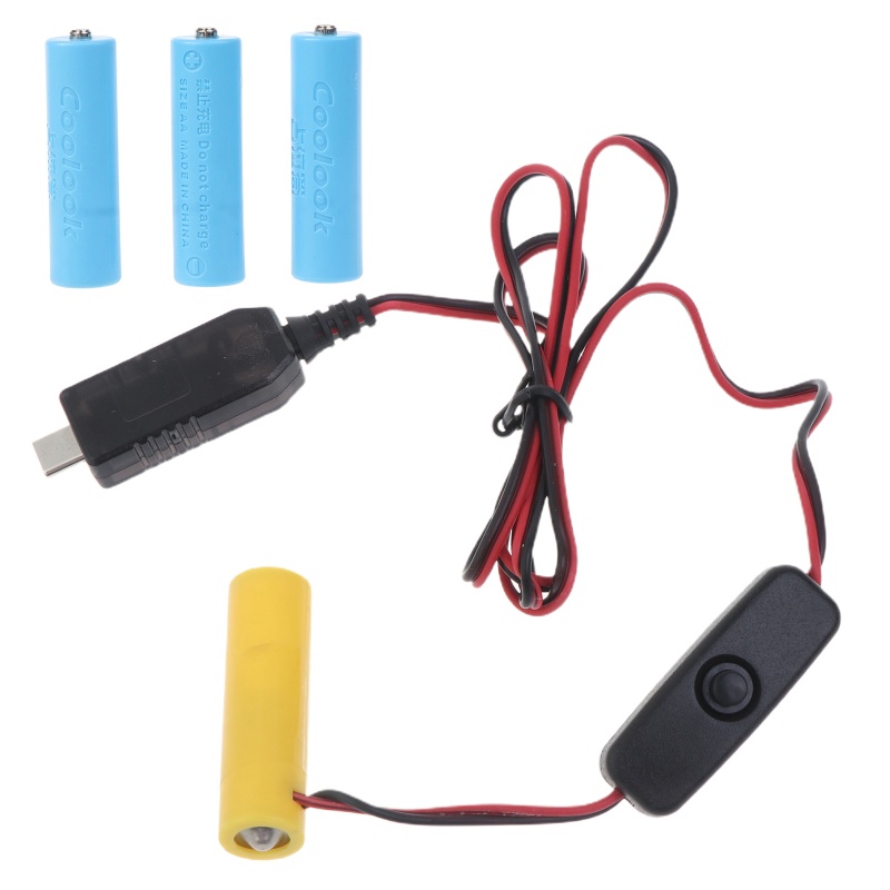 Dây Cáp Nguồn USB C Có Công Tắc On / Off Thay Thế Cho Pin AA LR6 AM3 4AA 6V