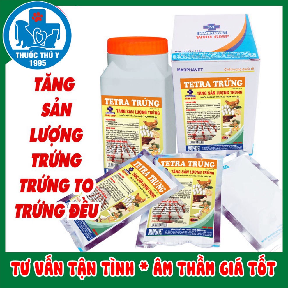 TETRA TRỨNG V 1KG Tăng sản lượng trứng, kéo dài chu kỳ đẻ, trứng to và đều cho vật nuôi, gia cầm, thủy cầm