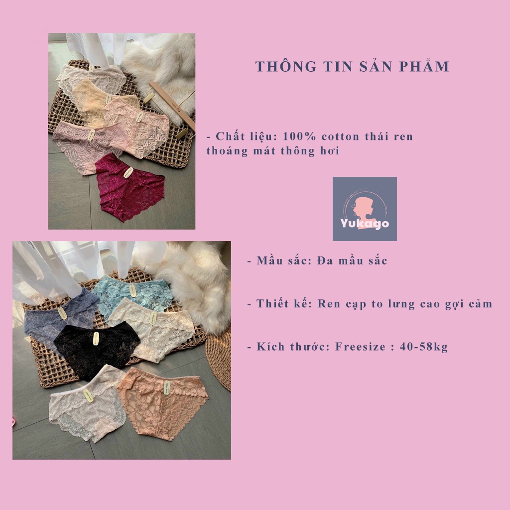 Quần lót ren cotton Thái quần chip cạp to lưng cao sexy vải ren mềm mại gợi cảm YUKAGO PVN17133 | BigBuy360 - bigbuy360.vn