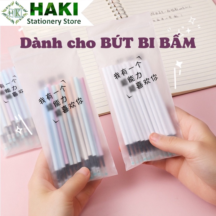 Ruột bút bi bấm HAKI mực đen túi 20 ngòi bút 0.5mm tiện dụng đồ dùng văn phòng phẩm