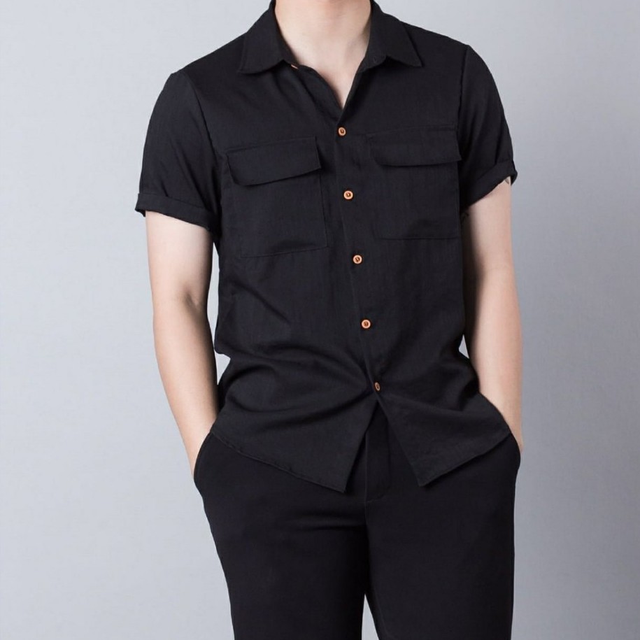 Áo sơ mi nam chất đũi cộc tay -  áo đũi nam phong cách trẻ trung, lịch lãm