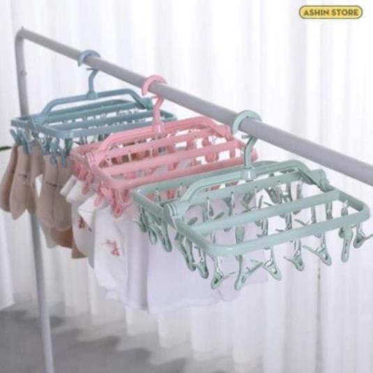 Móc phơi quần áo, đồ lót, đồ đạc nhỏ gọn, kẹp vuông loại 32 kẹp - TongkhoGiaDung