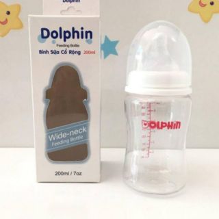 Bình sữa Dolphin cổ rộng 200ml + tặng thêm 1 núm ty siêu mềm