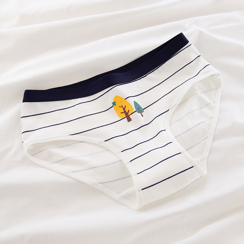 Quần lót nữ cotton viền xanh họa tiết dễ thương