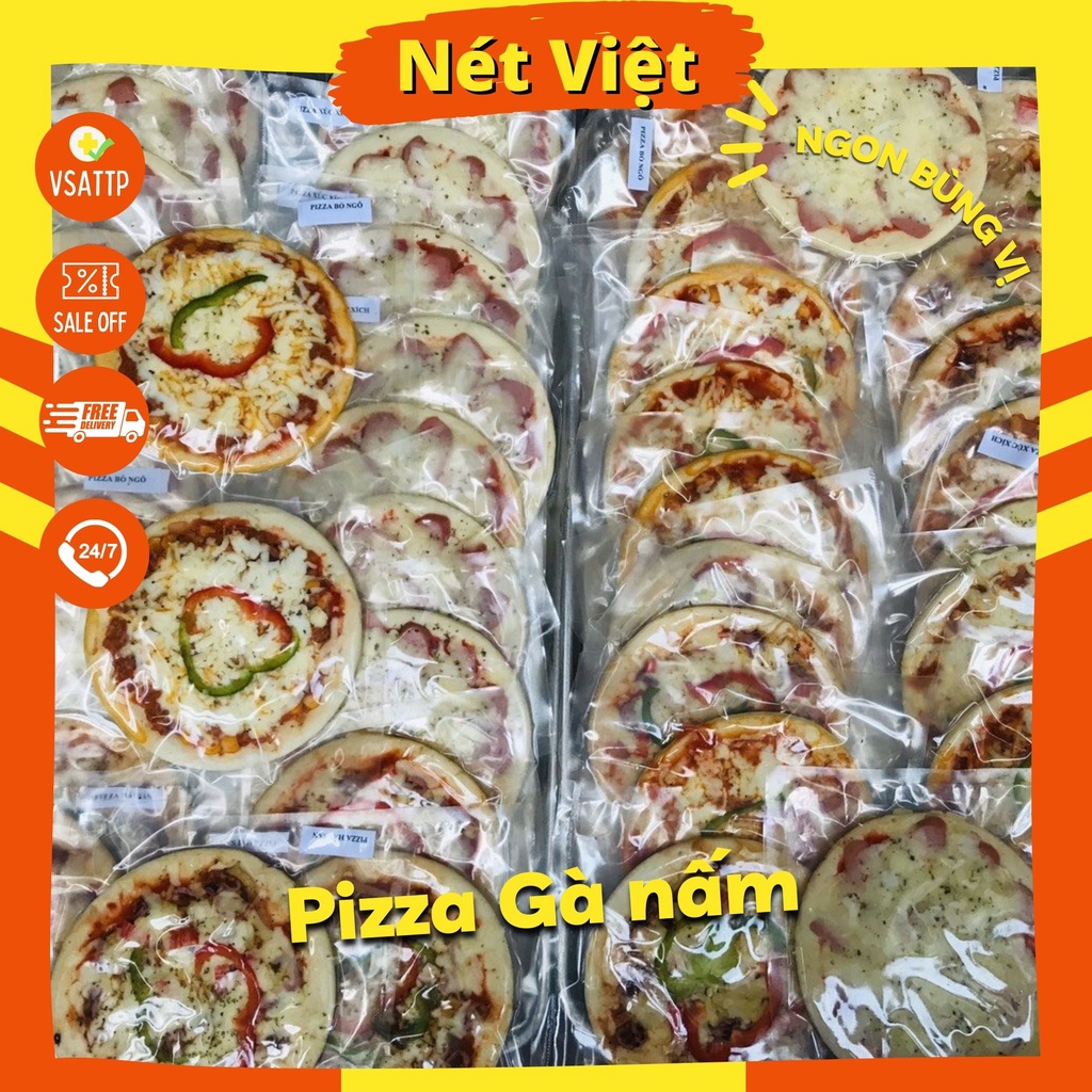 Set 5c Pizza Làm Sẵn Full Topping và Phô mai, Size 16cm, Pizza Đông Lạnh Sẵn Nhiều Vị