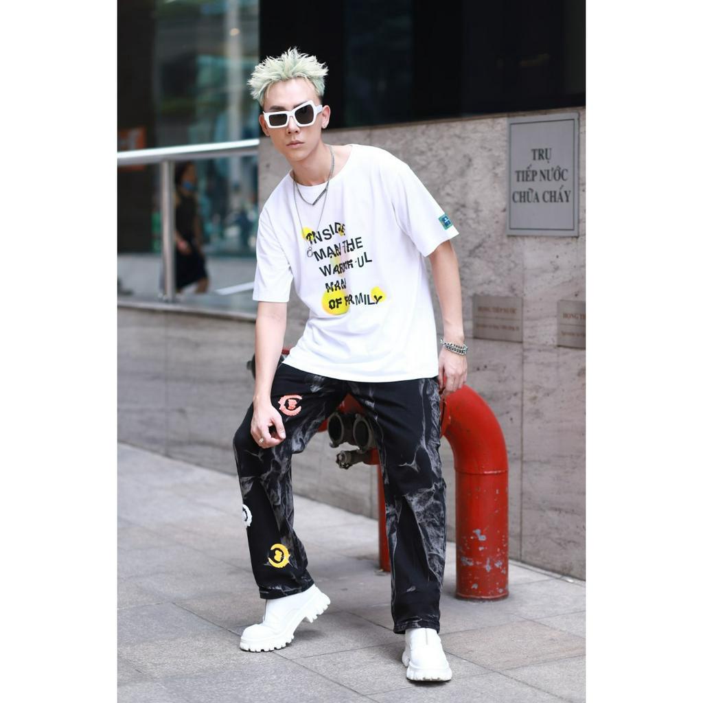 Áo phông nam INSIDEMEN Trend unisex cổ tròn họa tiết chất liệu mềm mịn thoáng mát co dãn 2 chiều ITS024S3