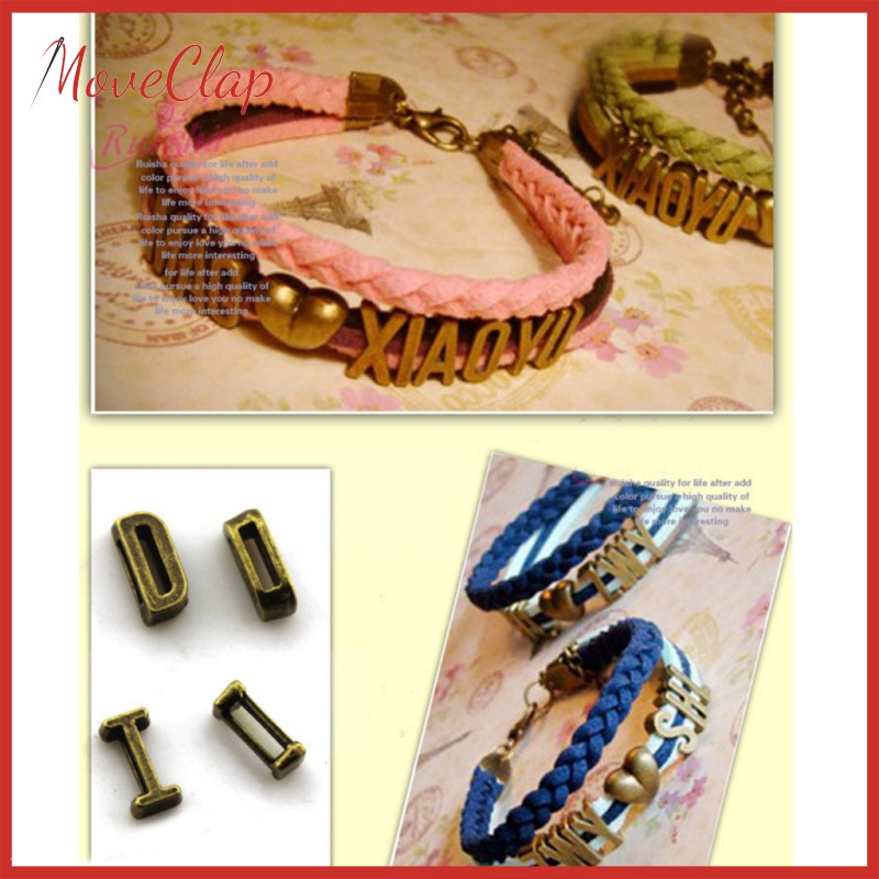 [In stock] 52x A-Z Alphabet Letters Shape Charms Beads Pendants for DIY Bracelet Bangle