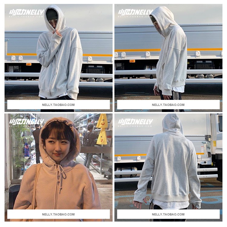 Áo Hoodie Nelly Heybig có khoá kéo Basic Trơn 6 màu