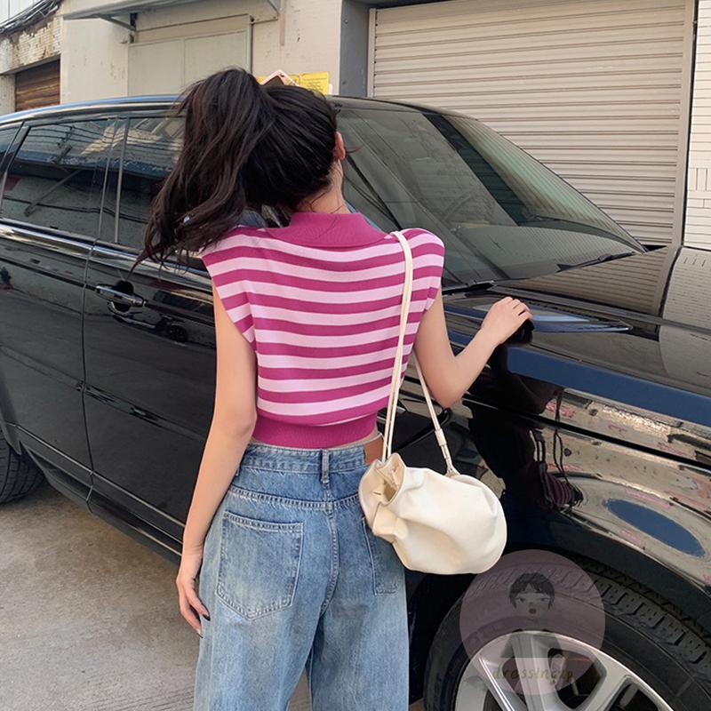 Áo Thun Tay Ngắn Họa Tiết Sọc Ngang Màu Sắc Thời Trang Cho Nữ