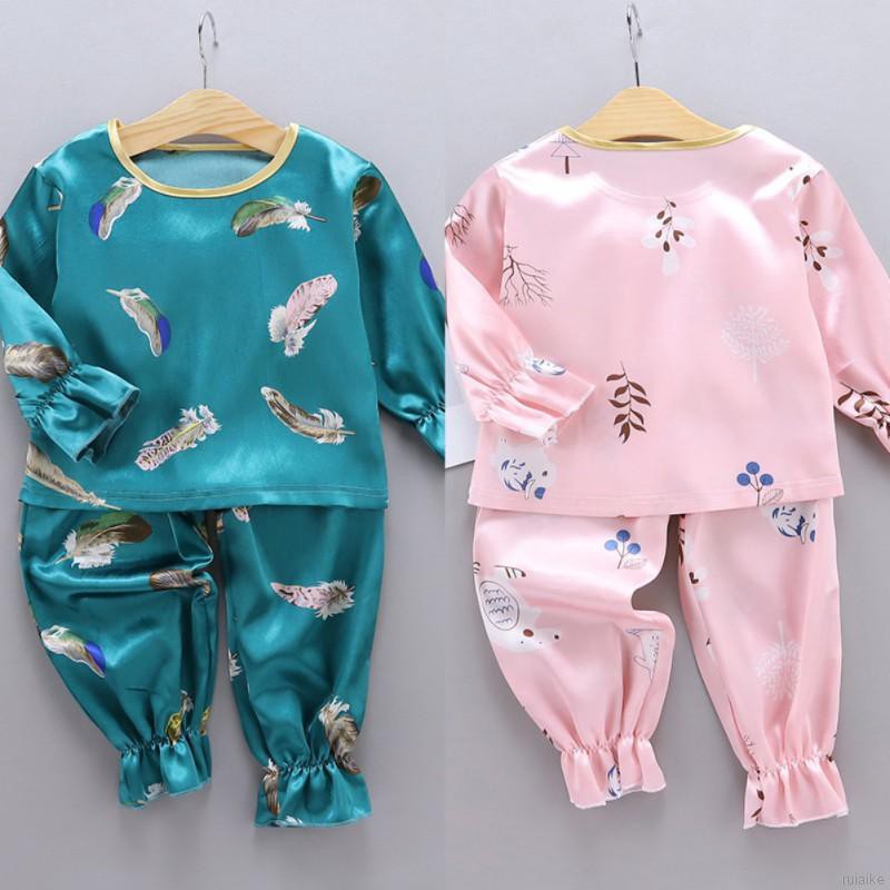 Bộ Đồ Ngủ Pijama Dài Tay Vải Cotton Cho Bé Gái