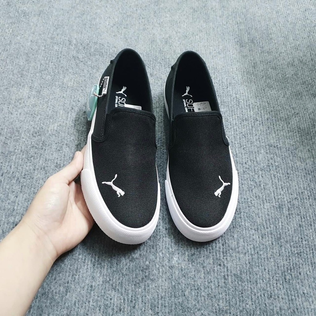 Giày Lười Nữ Puma Hàng Chính Hãng Giày Mọi Puma Bari Women's Slip On Màu Đen Thể Thao Không Dây - Simple Sneaker