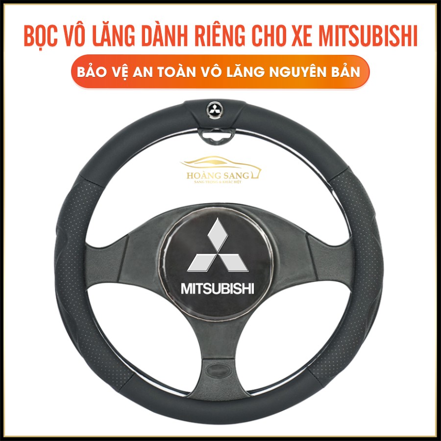 bọc vô lăng mitsubishi, bảo vệ tay lái ô tô mitsubishi, sang trọng - chống trơn trượt - có logo mits