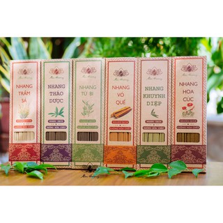 Nhang sạch 100% làm từ thảo dược tự nhiên Khuynh Diệp/ Từ Bi/ Vỏ Quế/ Hoa cúc... (Hộp 50 cây)