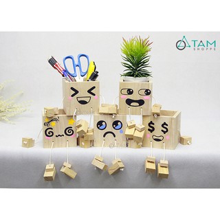 Hộp cắm bút bằng gỗ Emo ngồi ngộ nghĩnh HCB-02