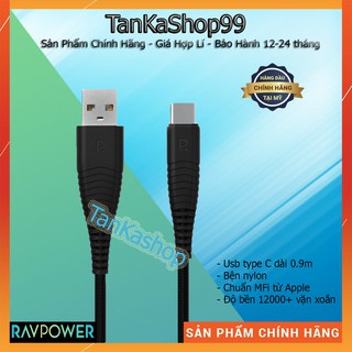 Dây Cáp Sạc Usb-A to Type C Siêu Bền RAVPower 0.9m RP-CB046 - Hàng Chính Hãng