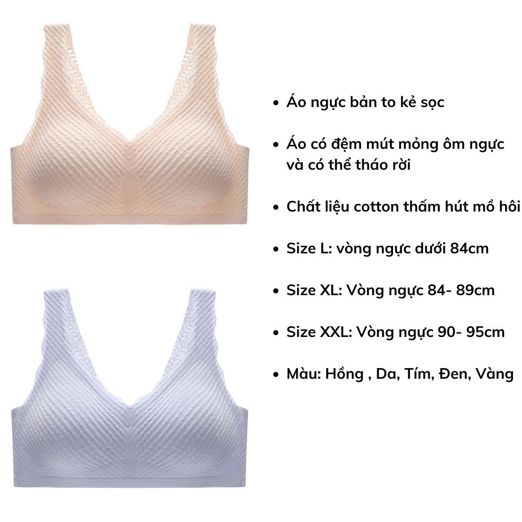 Áo ngực nữ không gọng bản to, áo lót ren mềm mại mặc thoải mái dễ chịu JOCOSI A3289