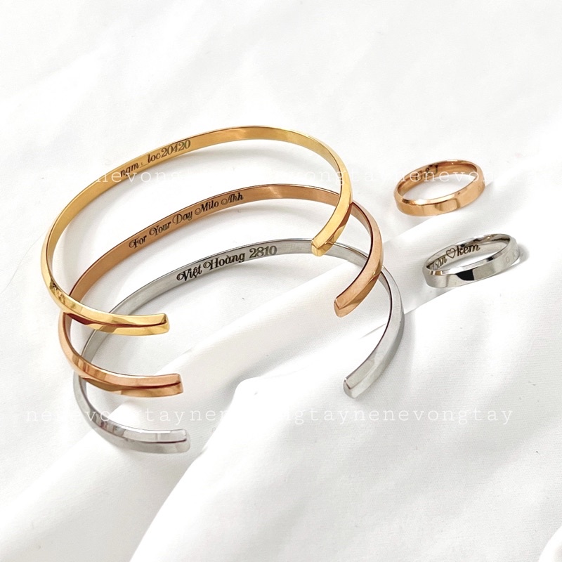 Nhẫn cho cặp đôi nam nữ không gỉ khắc tên