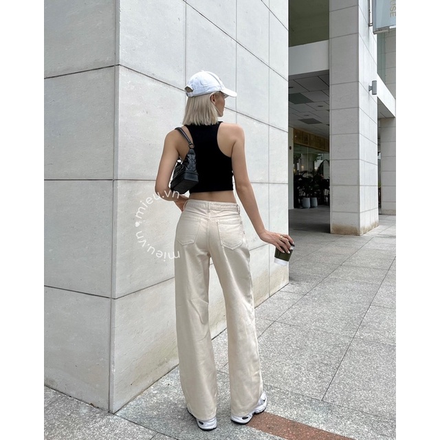 Quần Jean nữ dáng suông ống rộng chất cotton thoải mái MIEU - JJL01