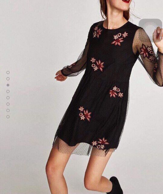 Đầm #ZARA thêu hoa