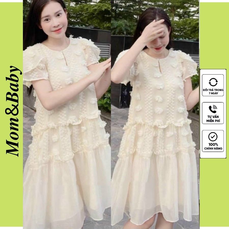 Đầm Bầu Váy Bầu Dự Tiệc Mùa Hè Thiết Kế Vải Lông Cao Cấp Sang Chảnh M565 Mom and Baby