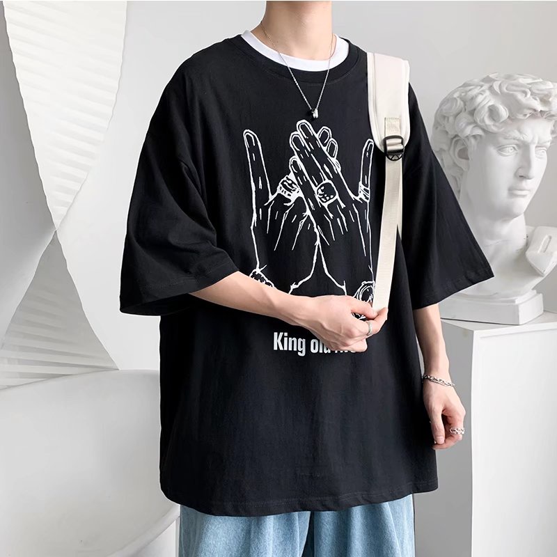Áo Thun Tay Ngắn Dáng Rộng In Chữ Phong Cách Hip Hop Nhật Bản Thời Trang Cho Nam Size M-8XL