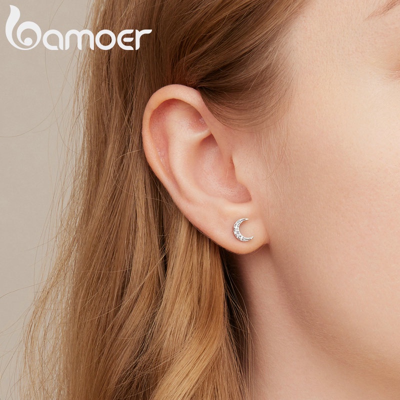 Bông tai BAMOER xi bạc 925 đính đá zircon sang trọng