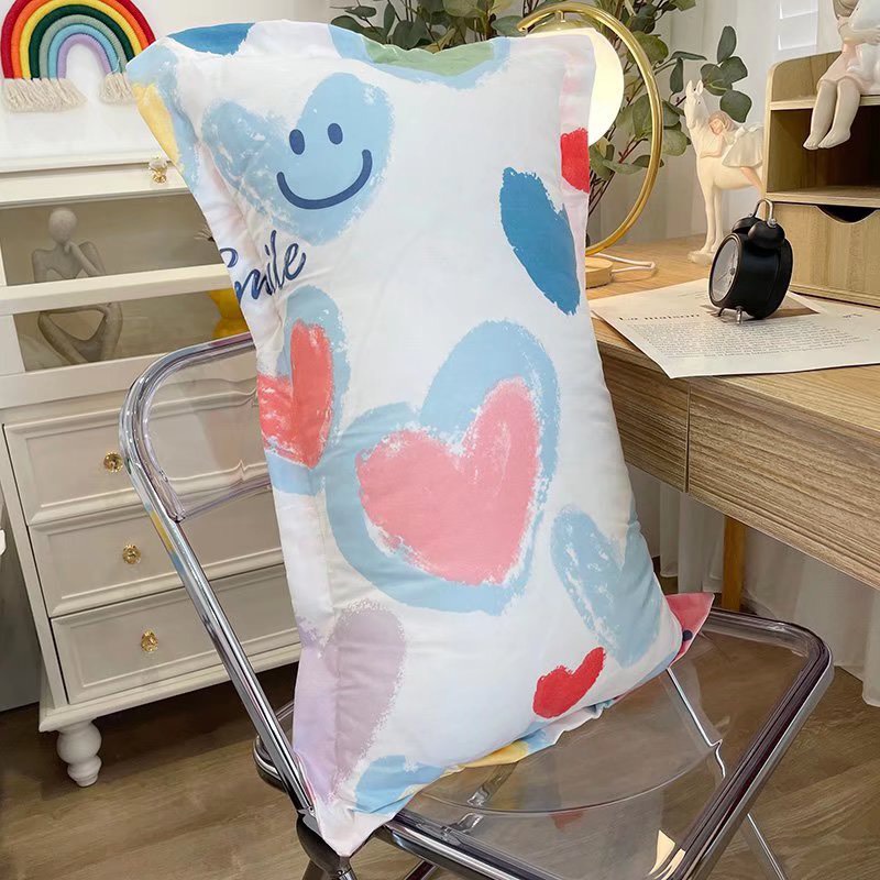 Bộ chăn ga gối cotton poly Lidaco decor phòng ngủ vintage - tim mặt cười (SP001468)