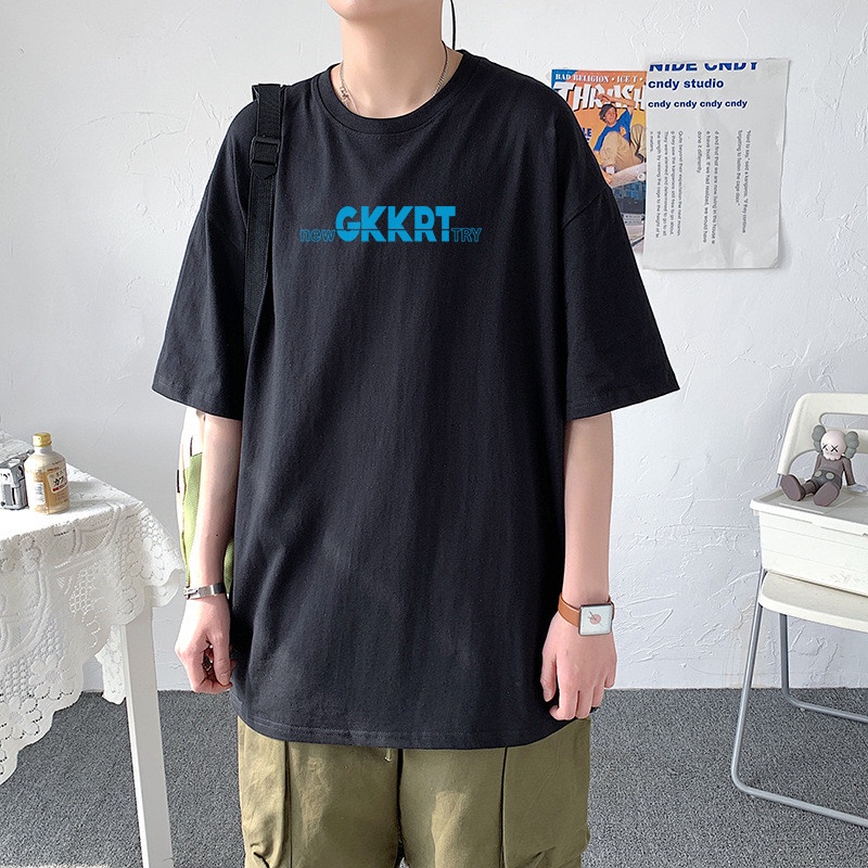 Áo thun tay lỡ unisex nam nữ phông form rộng GKKRT teen cổ tròn oversize cotton giá rẻ màu đen trắng tee pull