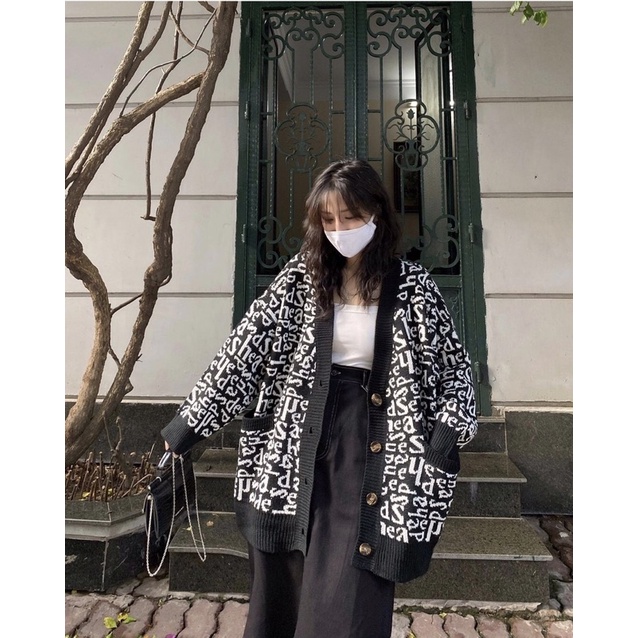 Áo khoác len cardigan hoạ tiết CHỮ CÁI ( Ảnh thật ) | BigBuy360 - bigbuy360.vn