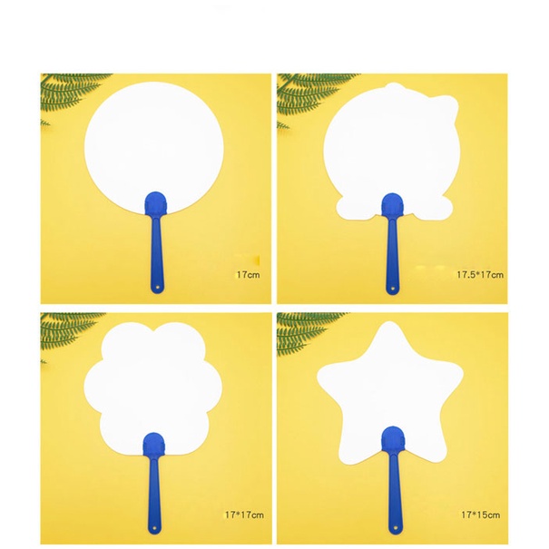 Quạt giấy trơn nhiều hình ngộ nghĩnh bé tự do sáng tạo vẽ, tô màu