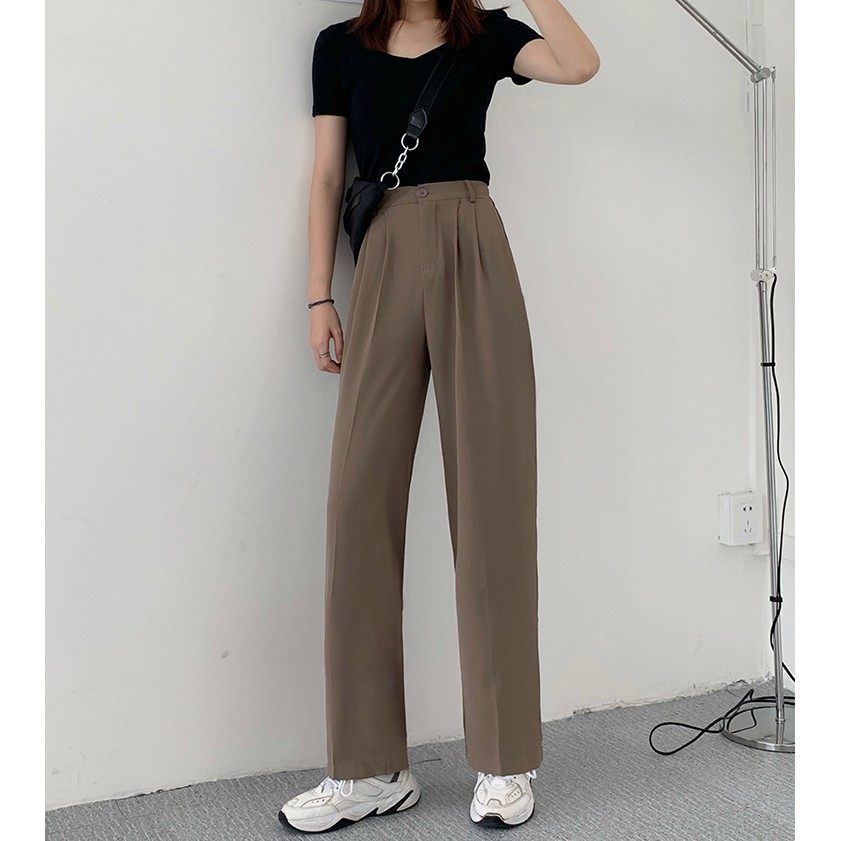 Quần ống suông khoá trước chất tuyết mưa dáng dài hottrend