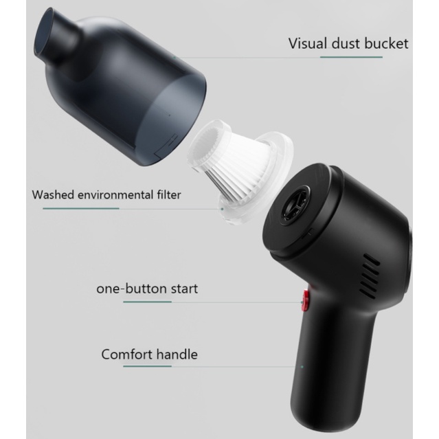Máy hút bụi KEVANLY không dây nhỏ gọn có cổng sạc USB tiện dụng cho xe hơi / bàn làm việc