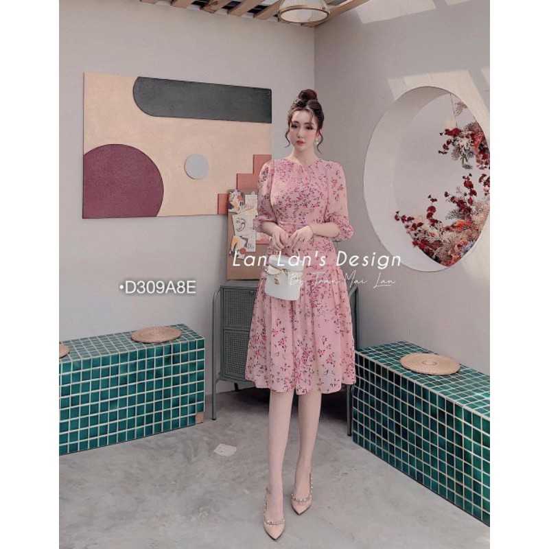 ĐẦM MAXI HOA NHÚN ĐUÔI CÁ TAY LỠ | BigBuy360 - bigbuy360.vn