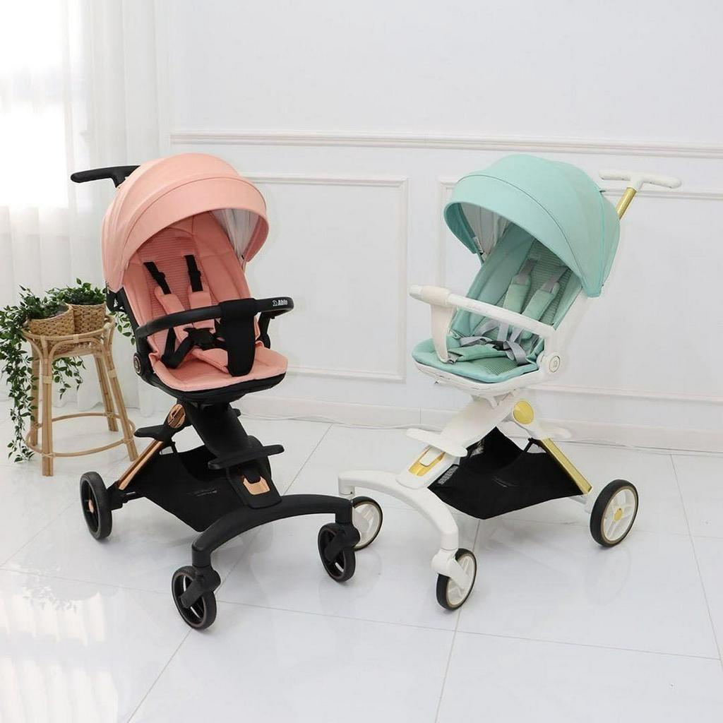 Xe đẩy gấp gọn cho bé Able Cozy Premium HÀN QUỐC xoay 360 độ - Siêu sang giỏ đồ rộng hàng chính hãng BH 1 năm