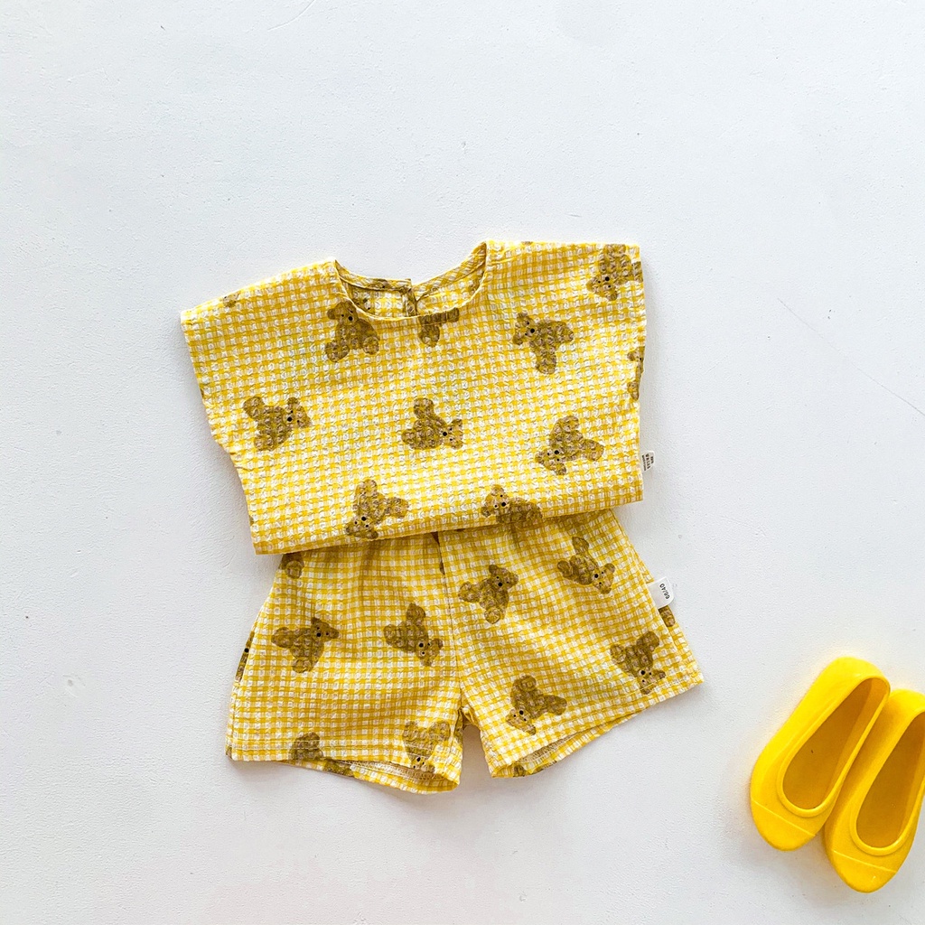 Set áo sơ mi sát nách kèm quần short thời trang mùa hè cho trẻ nhỏ