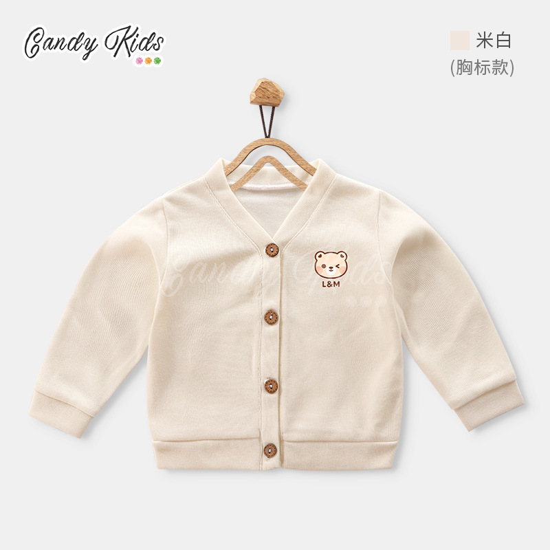 Áo Khoác Cardigan Tay Dài Màu Trơn Cho Bé 1-6 Tuổi