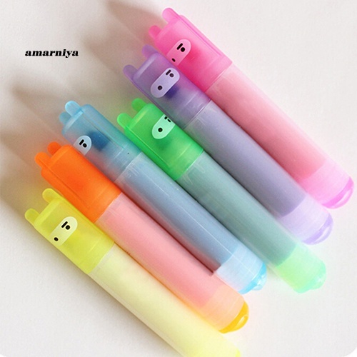 Set 6 Bút Dạ Quang Hình Thỏ Dễ Thương Cho Bé