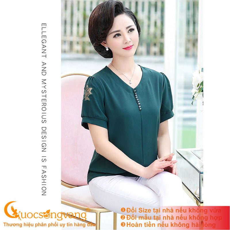 Áo kiểu trung niên áo nữ big size cổ tim Queenbe GLA259 Cuocsongvang