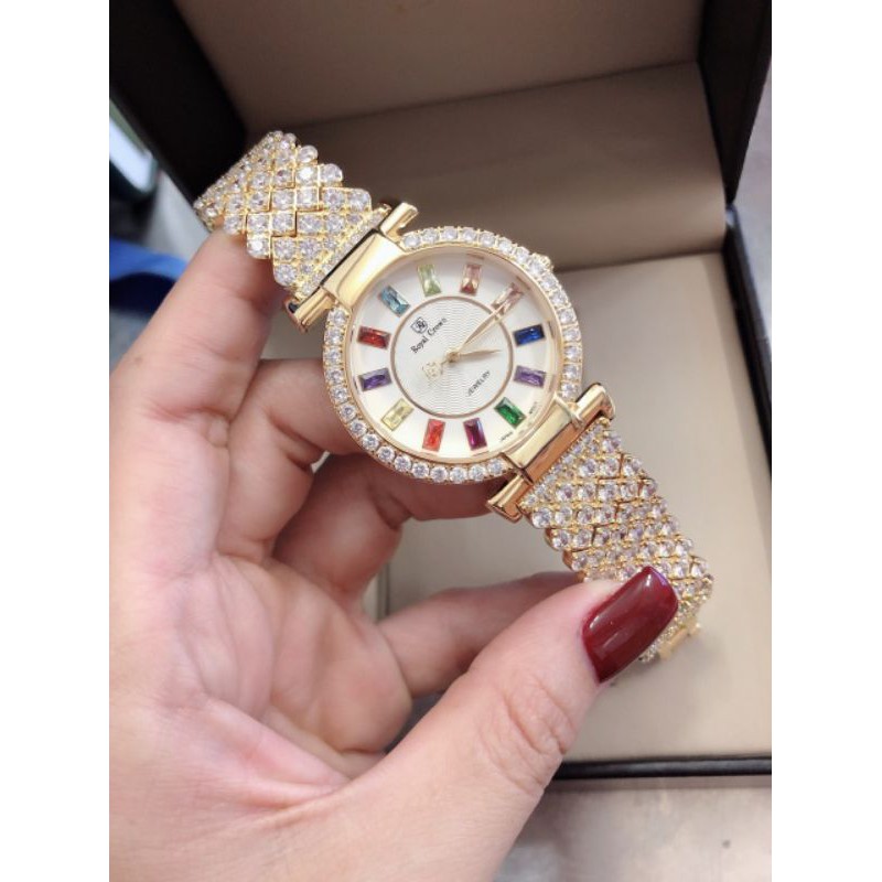 Đồng Hồ Royal Crown Nữ 4604  Đá Vàng  Fullbox