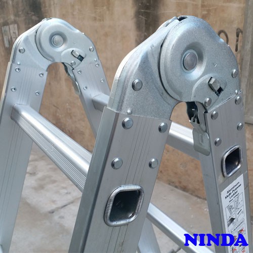 Thang nhôm Ninda ND-207 gấp chữ A cao 2m duỗi thẳng 4m bảo hành 24 tháng