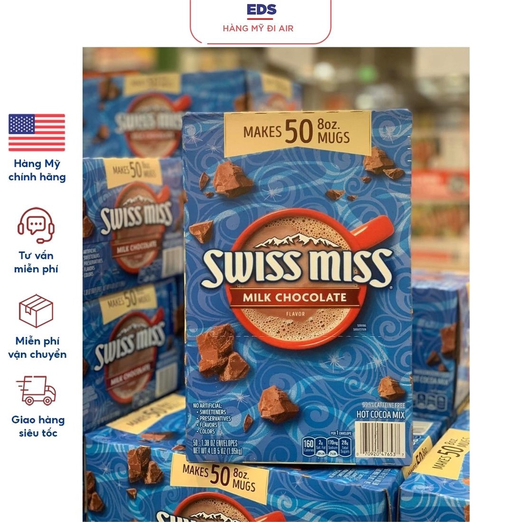 Bột ca cao sữa date 2024-2025 Swiss Miss Milk Chocolate Hộp 1,95kg - EDS Hàng Mỹ