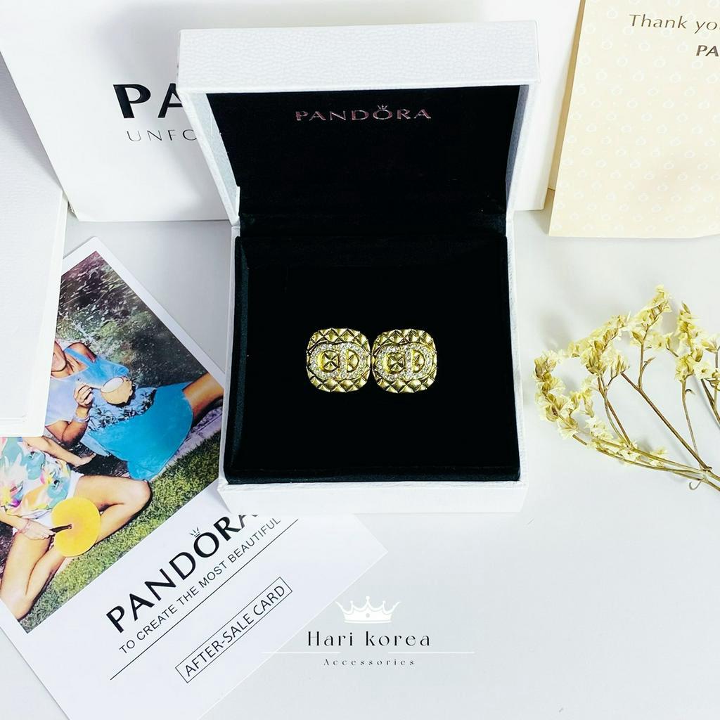 Sét trang sức ngọc CD gồm dây chuyền &amp; khuyên tai vòng cổ ngọc sang chảnh phụ kiện trang sức Hari korea accessories