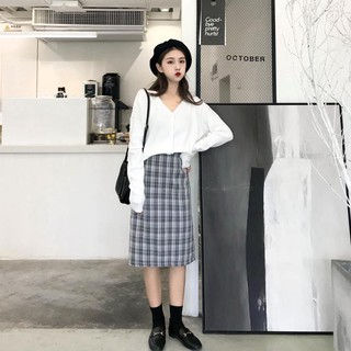 [Order] Set áo + chân váy kẻ
