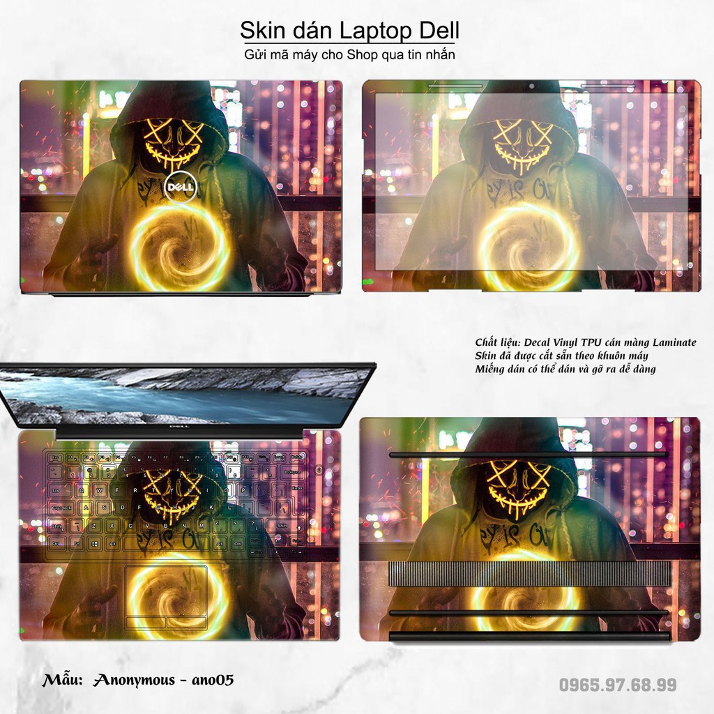 Skin dán Laptop Dell in hình Anonymous (inbox mã máy cho Shop)