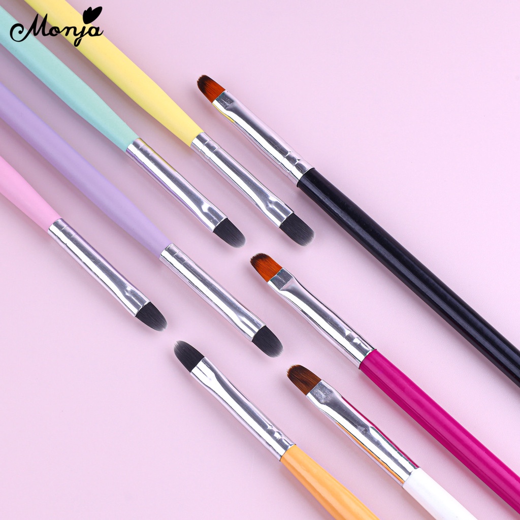 MONJA [Hàng mới về] Cọ vẽ móng tay cán gỗ 8 màu sắc tùy chọn