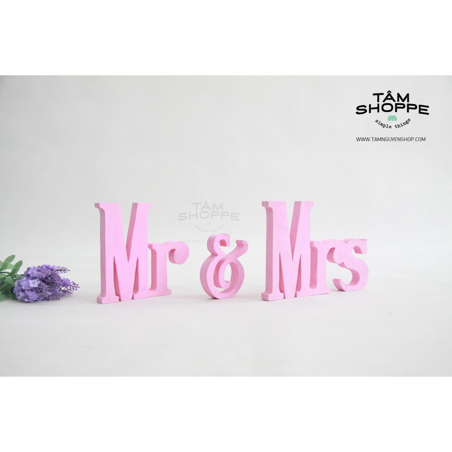 Bộ chữ MR &amp; MRS MÀU HỒNG