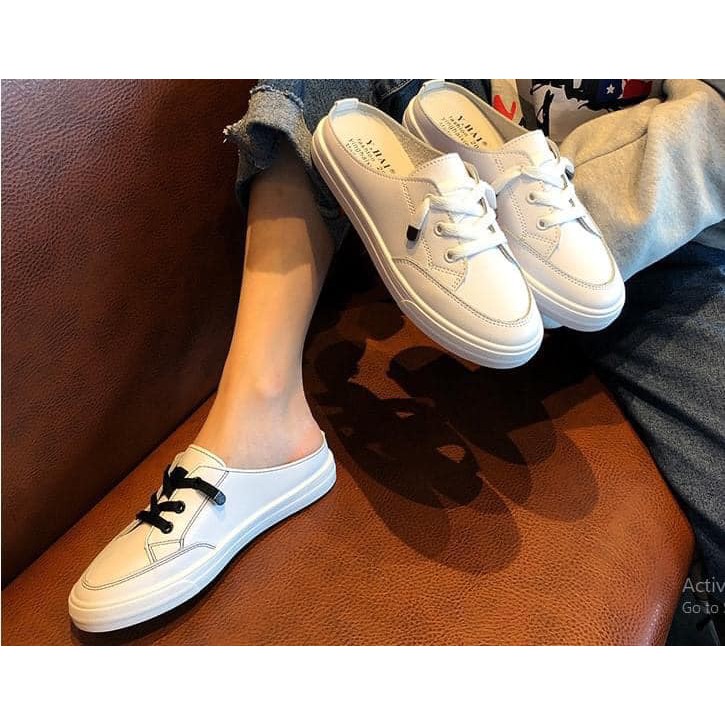 Giày slip on trắng kem siêu êm chân_GIÀY LƯỜI da pu hot 2021 | BigBuy360 - bigbuy360.vn