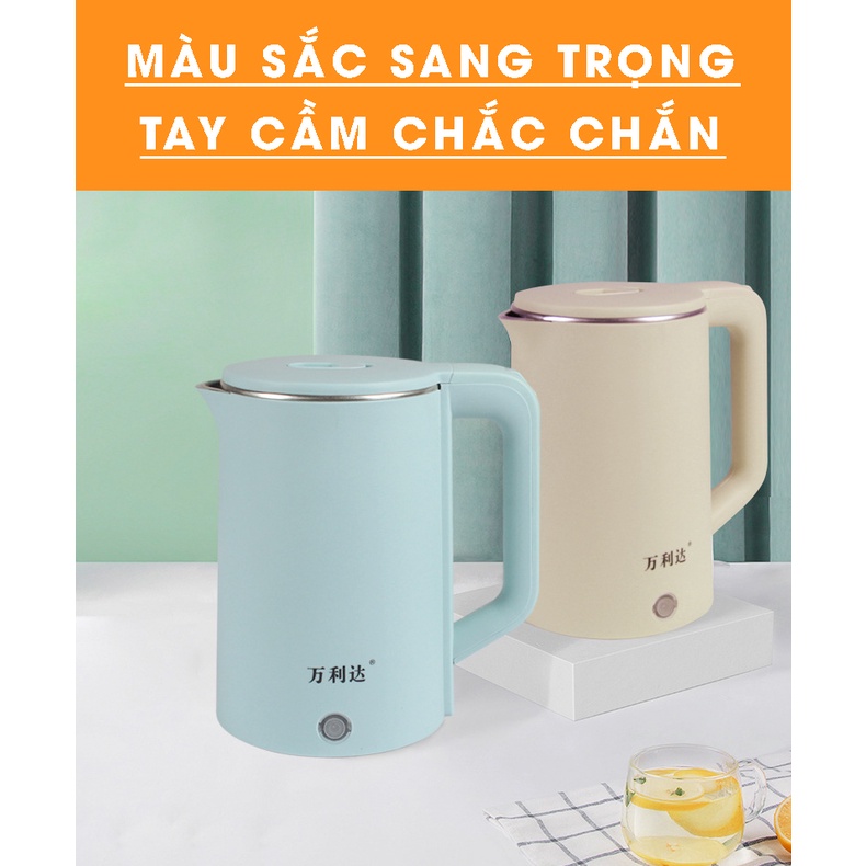 Ấm Đun Nước Siêu Tốc 2,3L Vỏ Nhựa Cách Nhiệt An Toàn, Sôi Nhanh Với Công Suất 1500W (Tặng ổ 3 chân sang 2 chân)